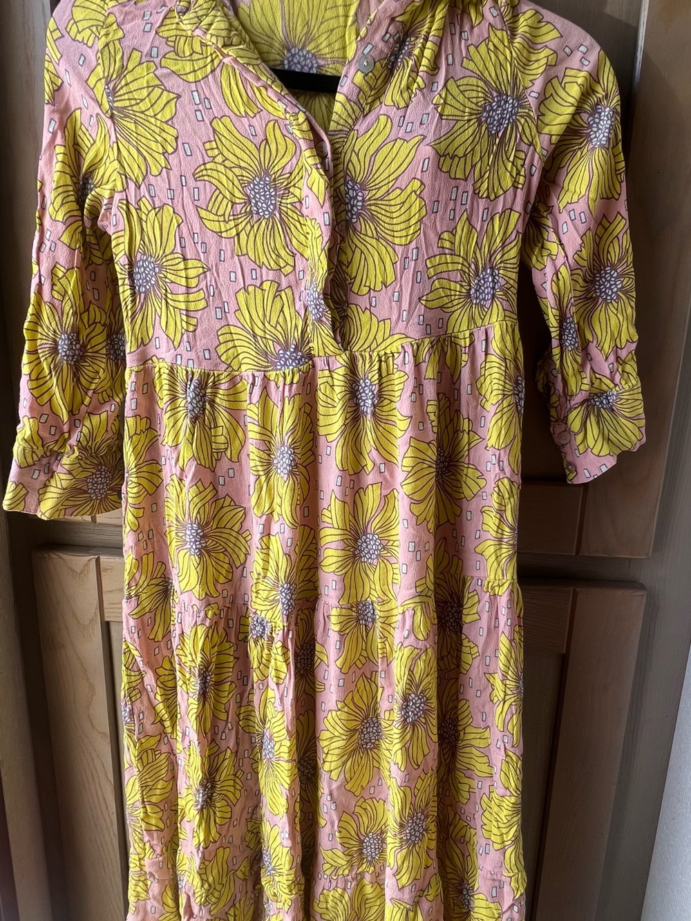 Fighting Eel Pink Dress with Yellow Floral Print Size XS
